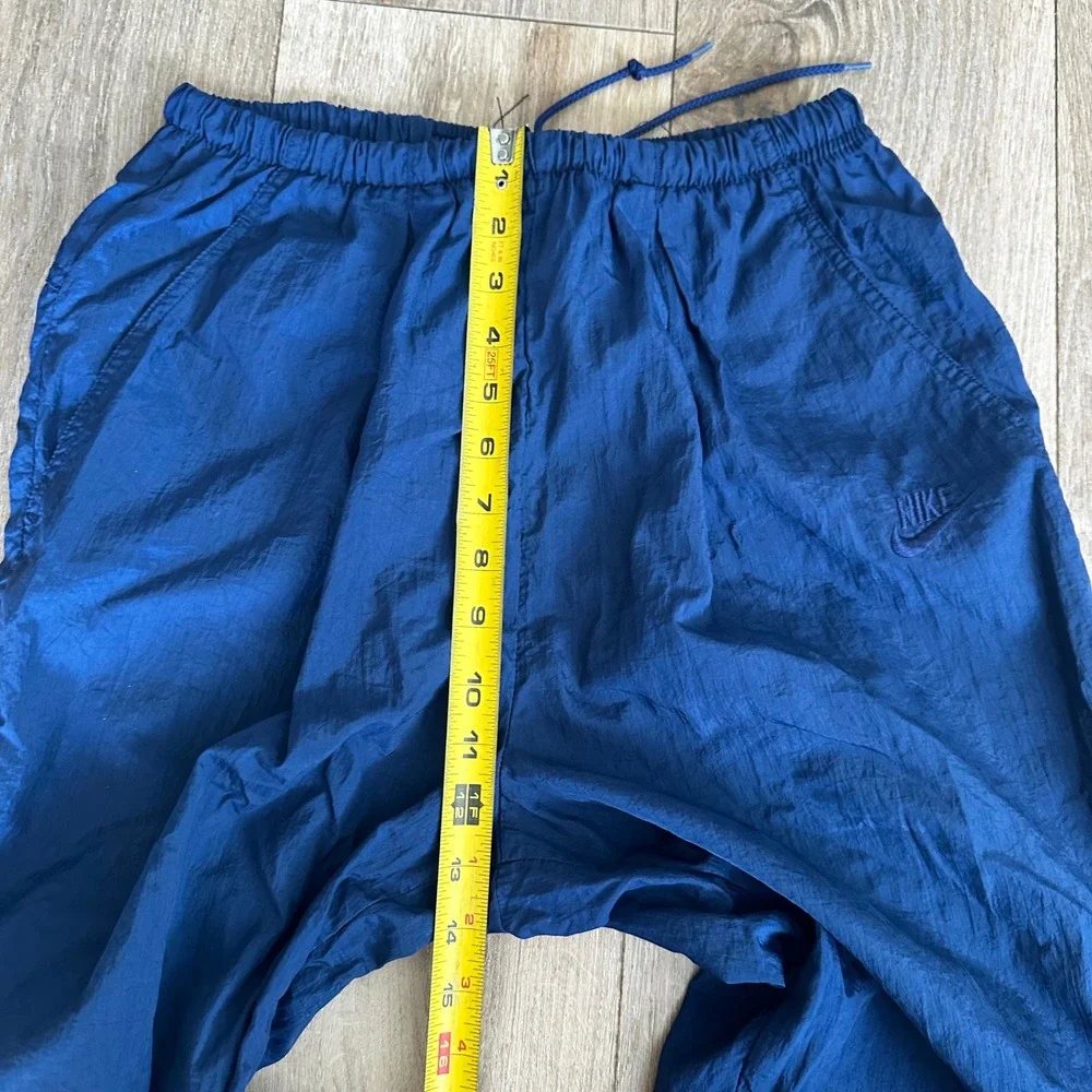 Nike Vintage Navy Blue Nylon Windbreaker Track Pants‎ Mens Medium Zipper Cuffs